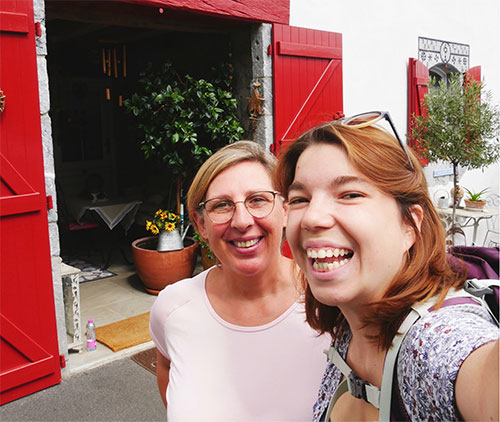 two women meeting